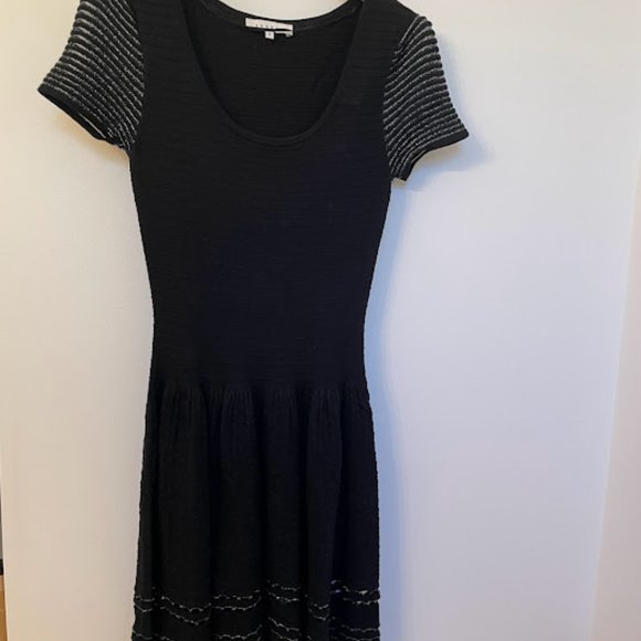 Sandro Rigolade Knit Mini Dress Black Metallic - Picture 2 of 10